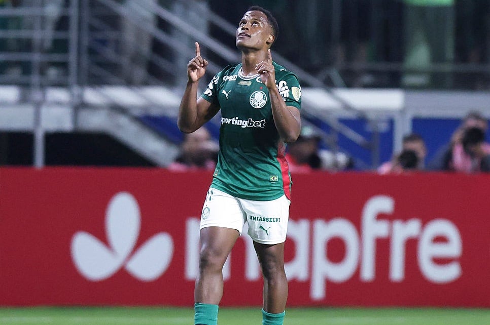 Jhon Arias celebra su gol ante Junior en Copa Libertadores / Getty Images