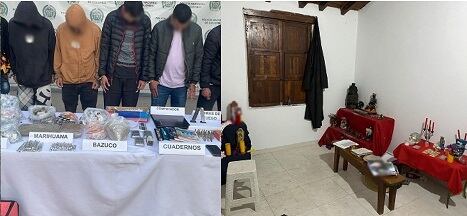Altares de santería y capturados Rionegro- foto policía Antioquia