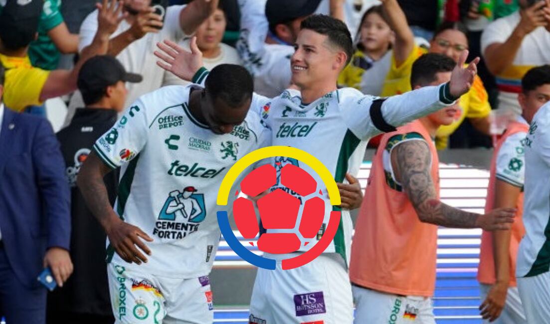 Stiven Barreiro y James Rodríguez celebran un gol de León / Getty Images