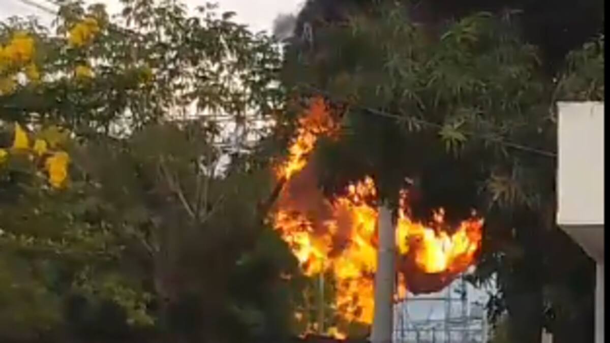 Emergencia por incendio en subestación en Sabanalarga, Atlántico