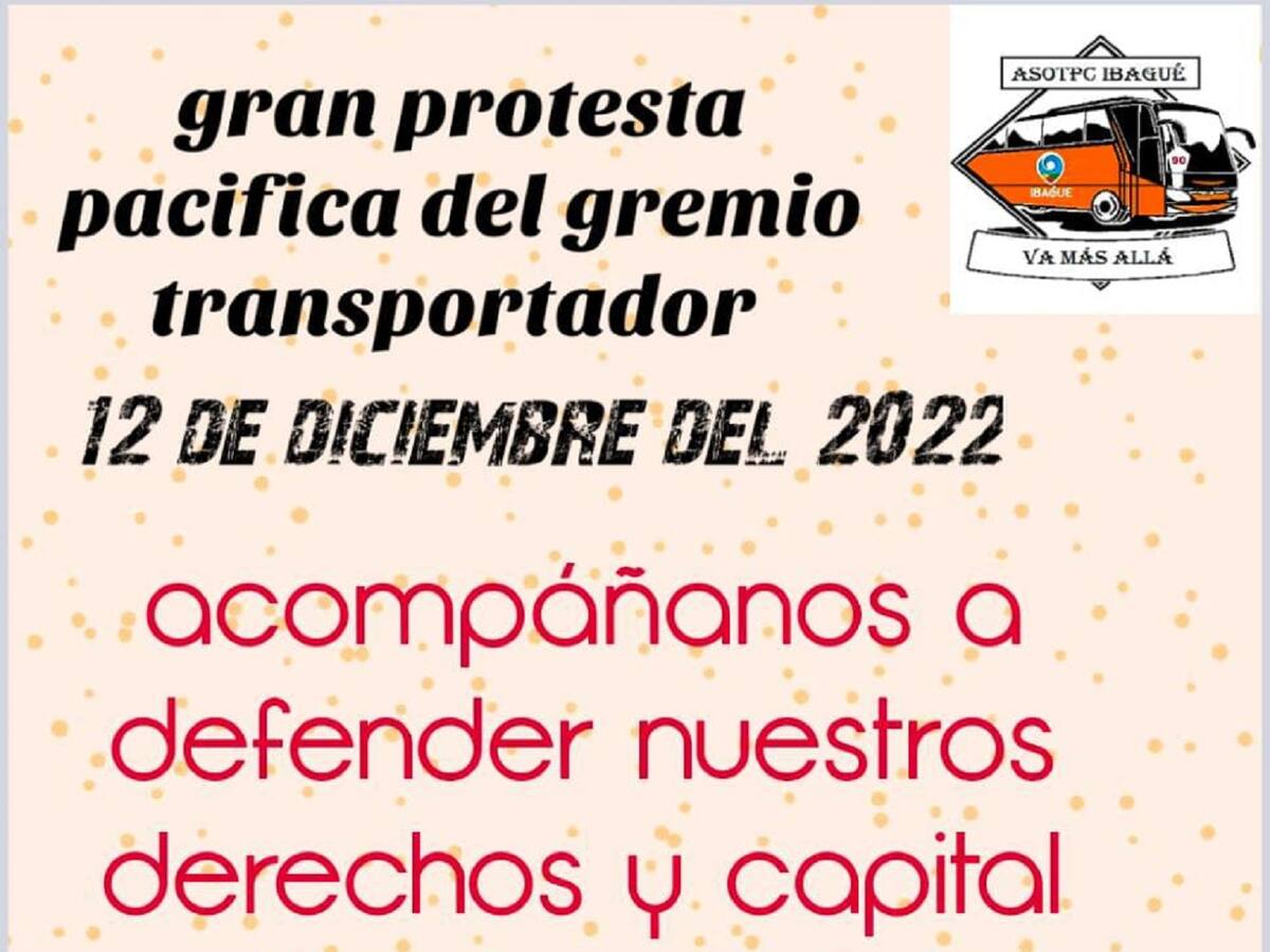 Transportadores de busetas se movilizarán el próximo lunes en Ibagué