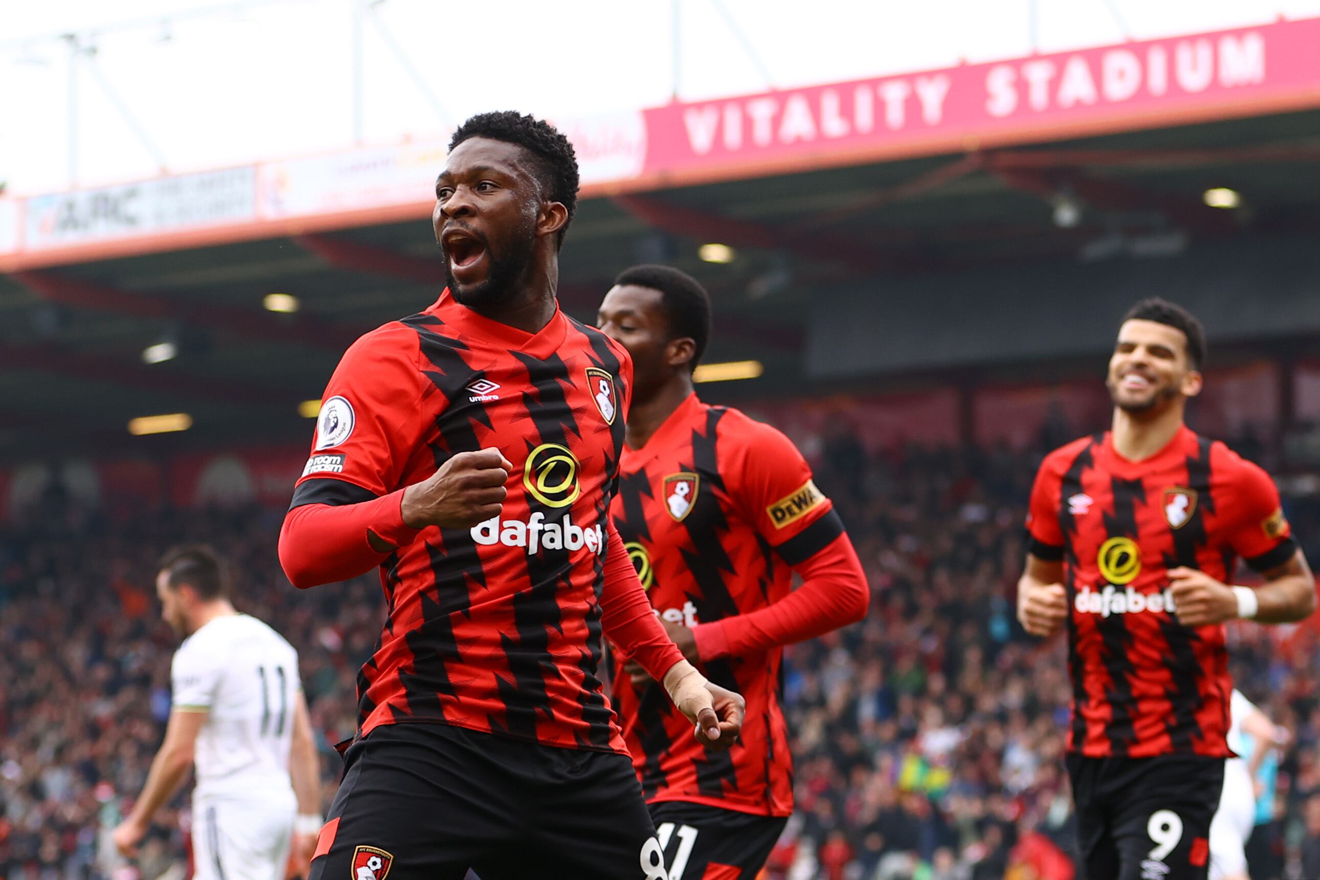 Jefferson Lerma celebra uno de sus cinco goles marcados en la temporada con el Bournemouth. (Photo by Michael Steele/Getty Images)