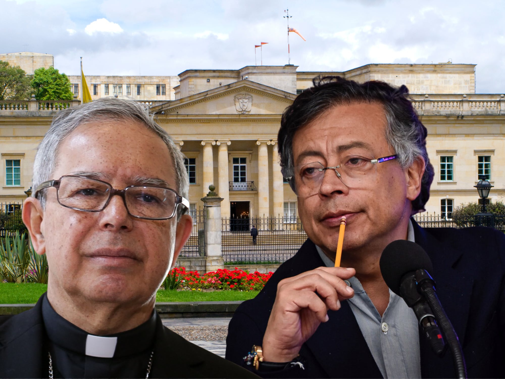 Cardenal Luis José Rueda Aparicio / Presidente Gustavo Petro / Casa de Nariño. Fotos: Colprensa / Getty Images