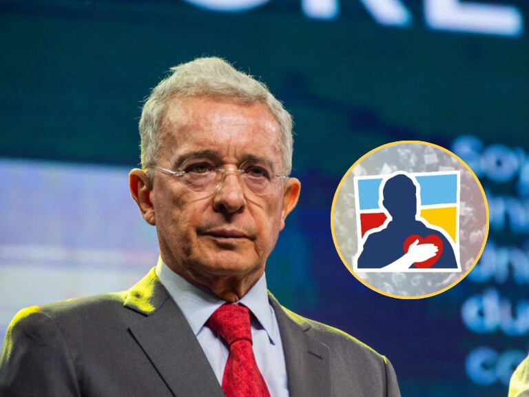 Expresidente Álvaro Uribe Vélez y al lado el logo del partido Centro Democrático (Fotos vía Getty Images y Centro Democrático)