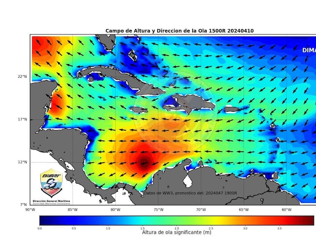 Mar Caribe tendrá incremento de olas y de vientos durante tres días