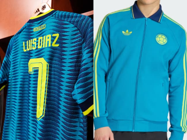 Nueva camiseta y chaqueta de la Selección Colombia. Fotos: Twitter Selección Colombia y página web de Adidas.