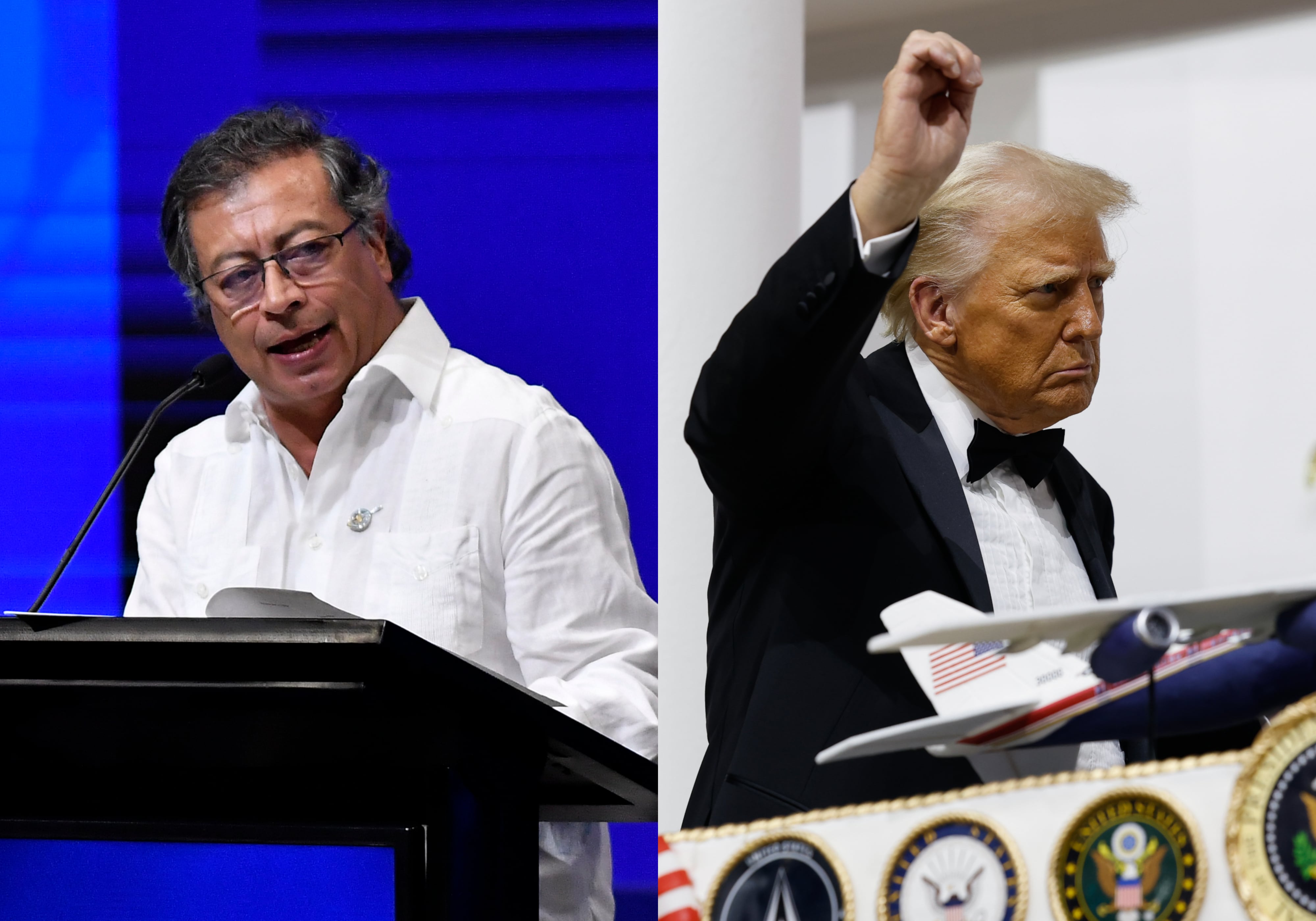 El presidente de Colombia, Gustavo Petro (Gabriel Aponte/Getty Images), y el presidente de Estados Unidos, Donald Trump (Anna Moneymaker/Getty Images)