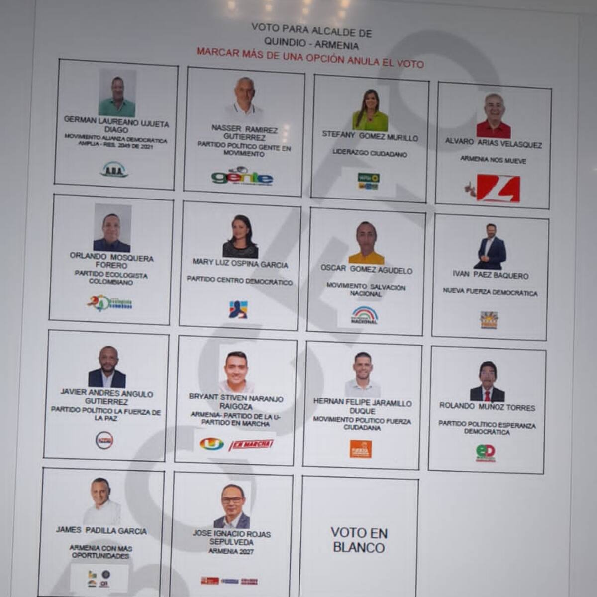 14 Candidatos a la alcaldía de Armenia, listo el tarjetón y las posiciones de aspirantes