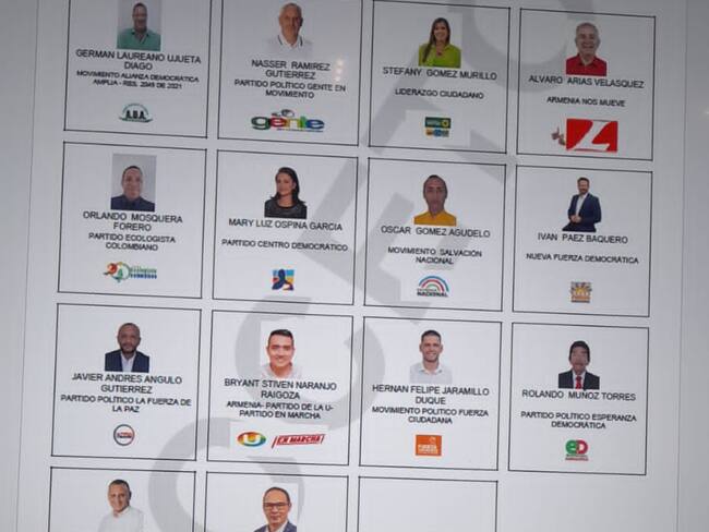 Tarjetón de prueba de posición de los candidatos a la alcaldía de Armenia. Foto Cortesía Ciudadanos