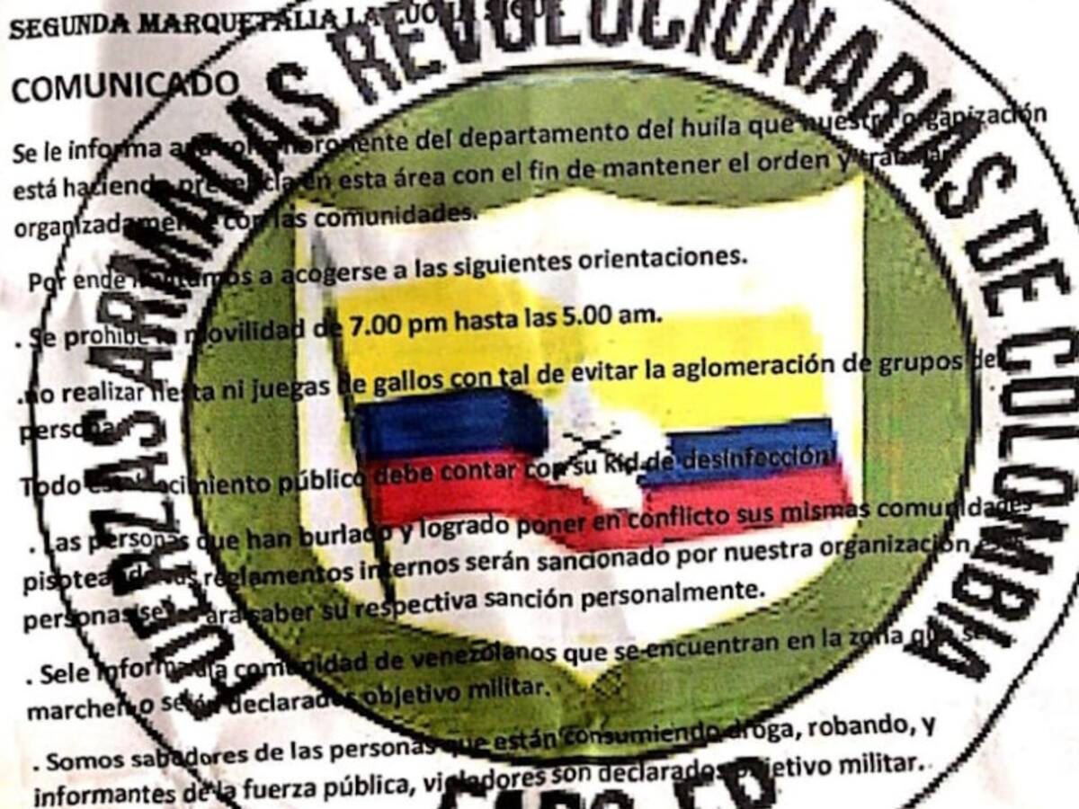 Temor en el Huila por panfletos amenazantes