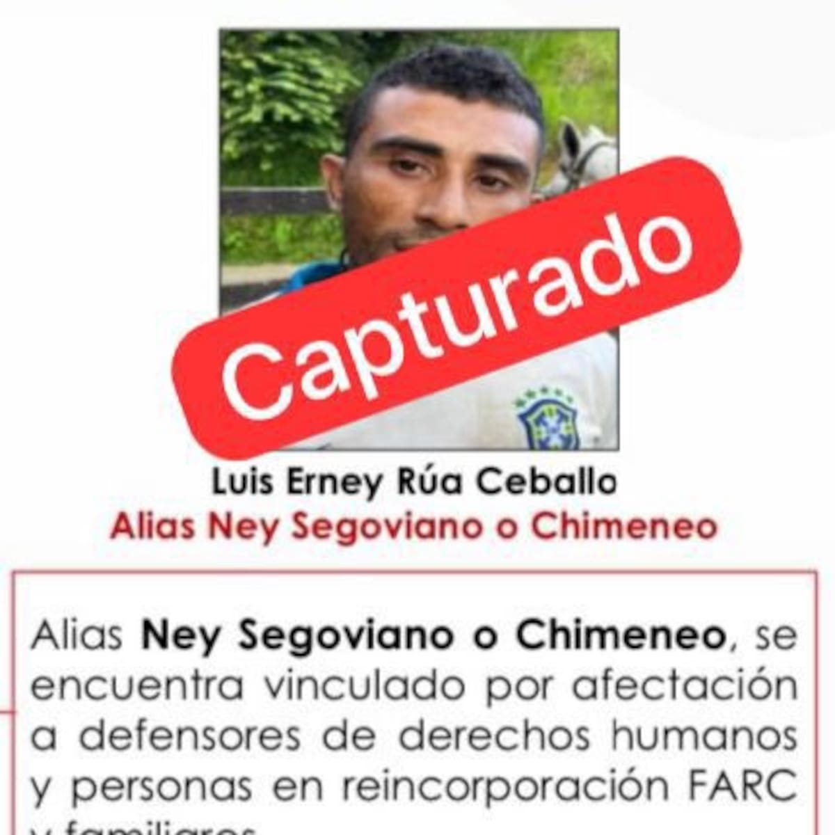 Peligroso cabecilla del ELN en Segovia fue capturado y hoy tiene casa por cárcel