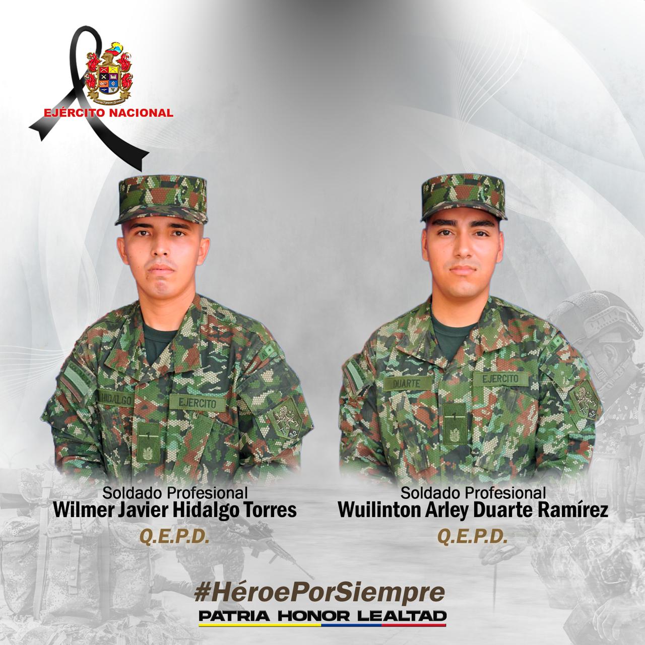 Ataque del Clan del Golfo dejó dos soldados muertos en Cañasgordas, Antioquia. Foto: Cuarta Brigada.