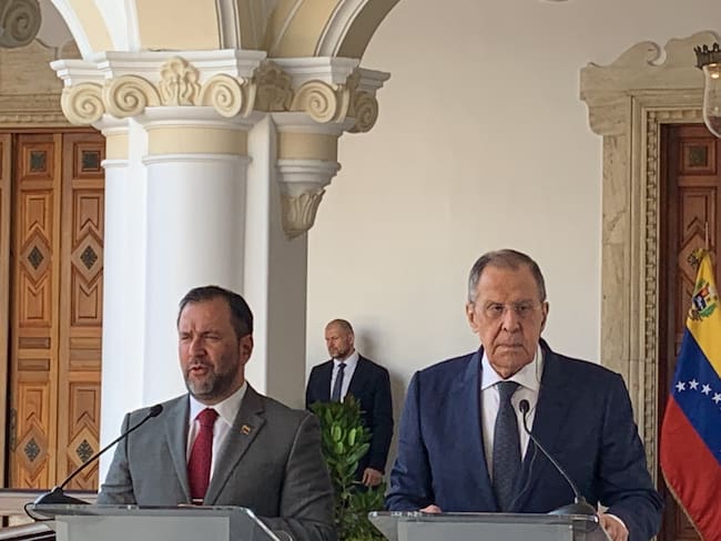 Canciller de Venezuela, Yvan Gil junto al canciller ruso, Serguéi Lavrov, que estuvo de visita en Venezuela. Foto: Gabriela González.