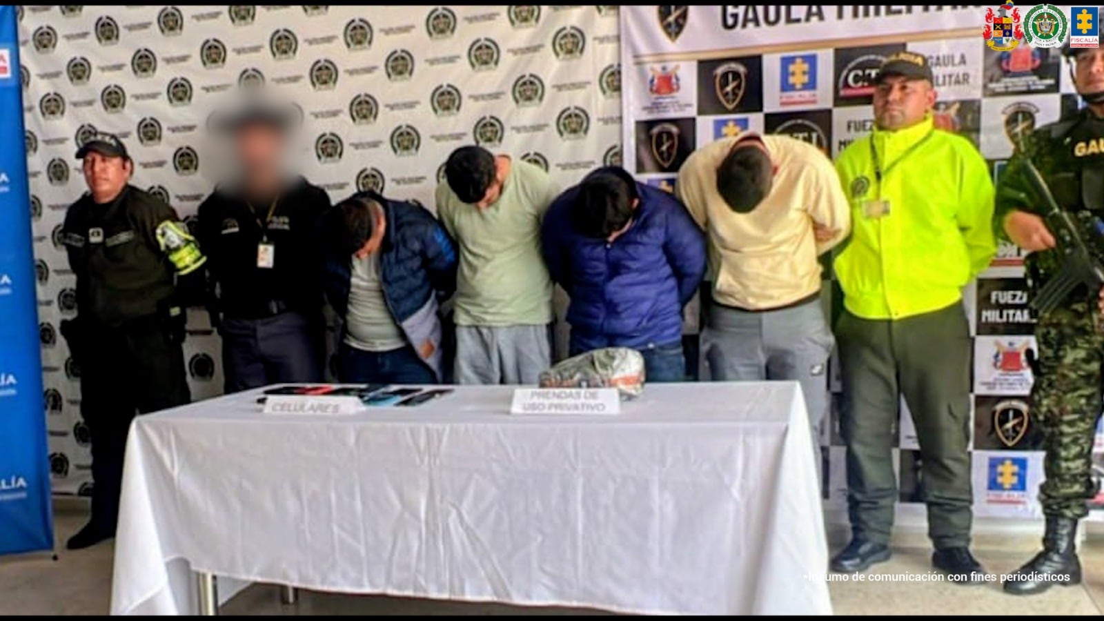 Los detenidos delinquían en las vías de los municipios de Cajibío, Piendamo y Caloto. Crédito: Fiscalía General de la Nación.