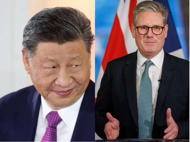 El presidente chino Xi Jinping y el primer ministro británico, Keir Starmer se reúnen por primera vez. (Foto: EFE/ Caracol Radio)