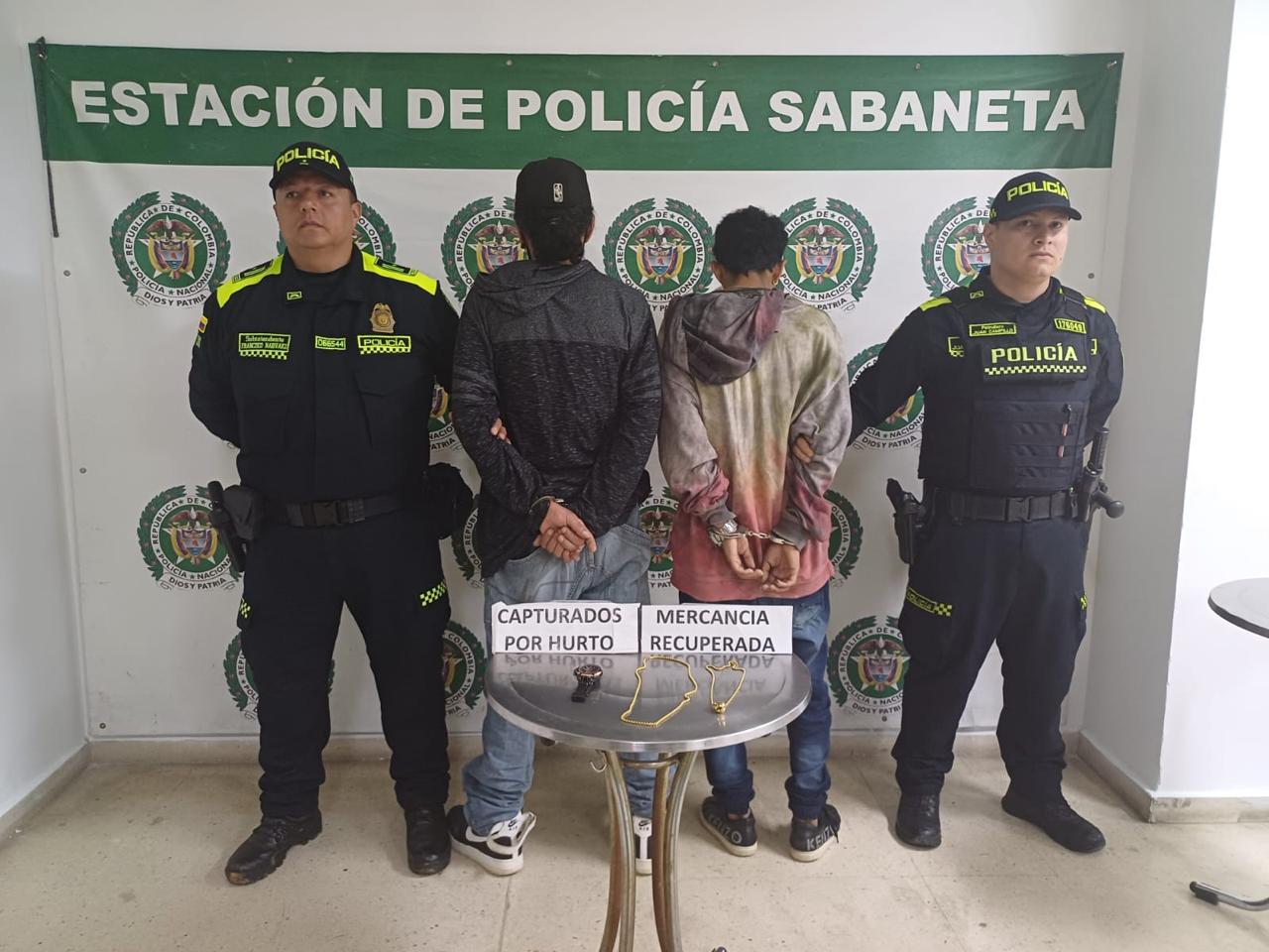 Capturados ladrones en Sabaneta- foto alcaldía de Sabaneta