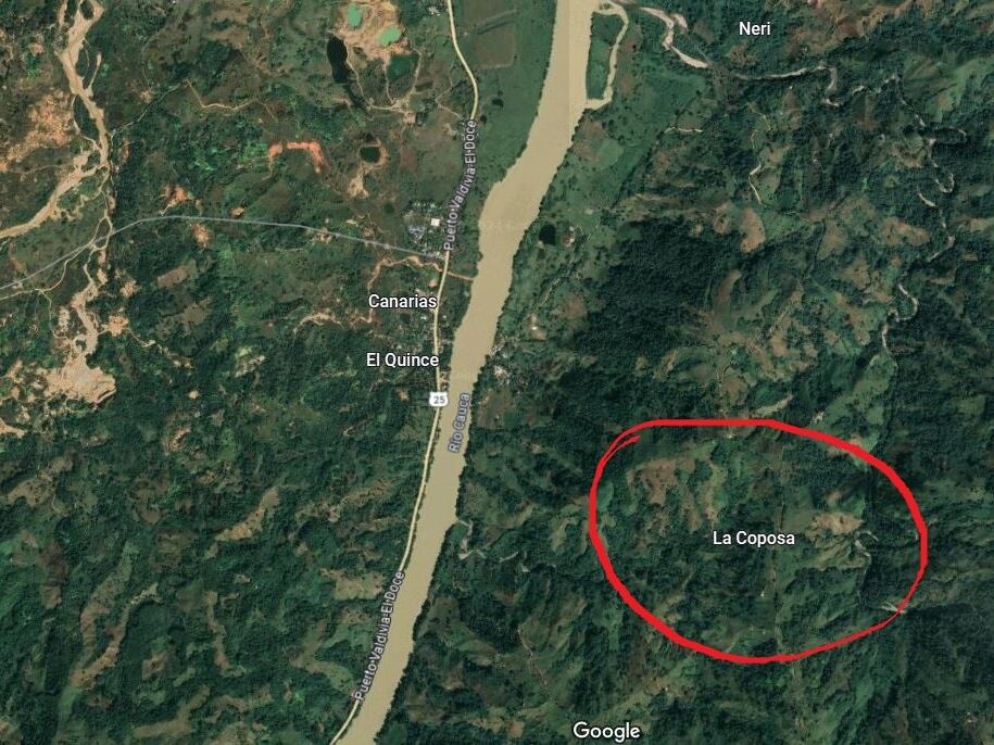 Vereda La Coposa de Valdivia, Antioquia- foto Google Maps