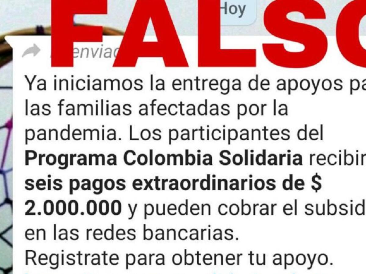 Alcaldía advierte de falsa información del Programa Colombia Solidaria