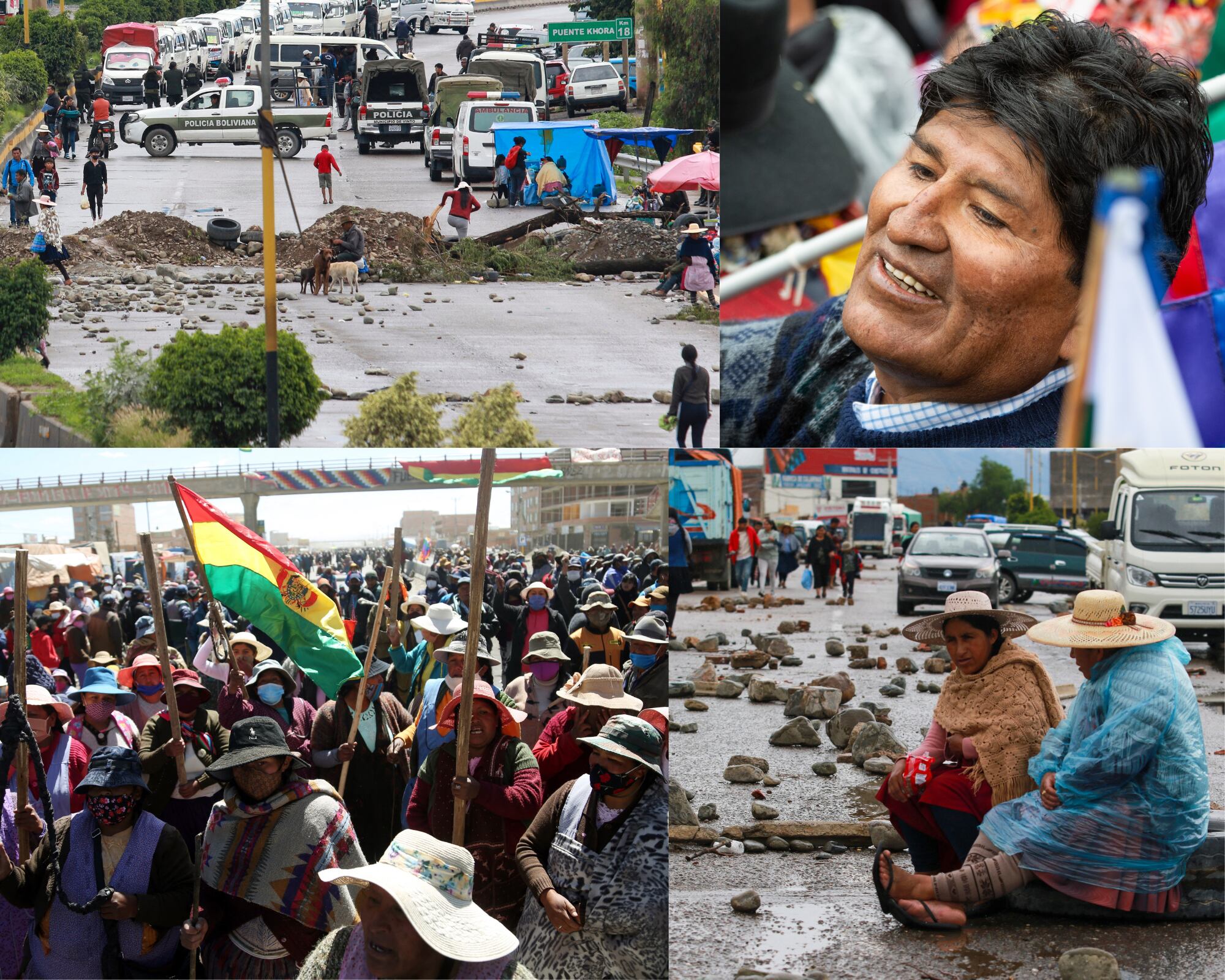 El exmandatario Evo Morales convocó a sus seguidores para protestar y bloquear vías exigiendo permitir que se presente como candidato presidencial pese a que la Constitución señala que Morales no puede buscar la reelección.
(Foto: Caracol Radio / Getty )