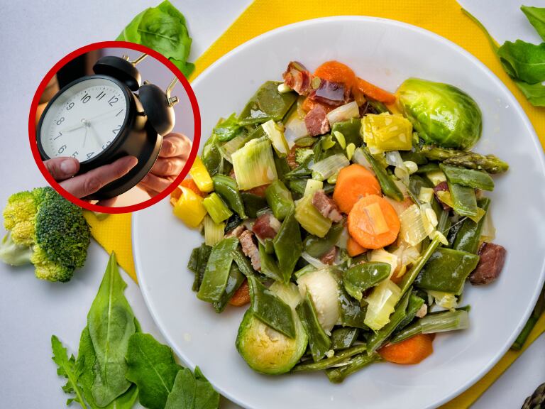 Plato con verduras // reloj // Getty Images