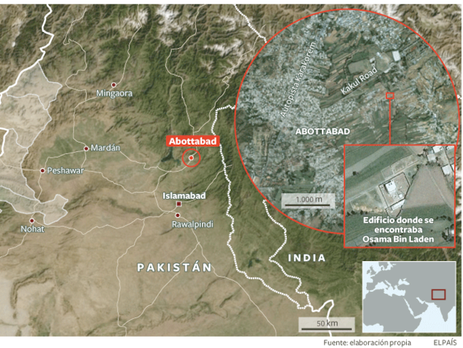 Localizador de la residencia donde se escondía Osama Bin Laden