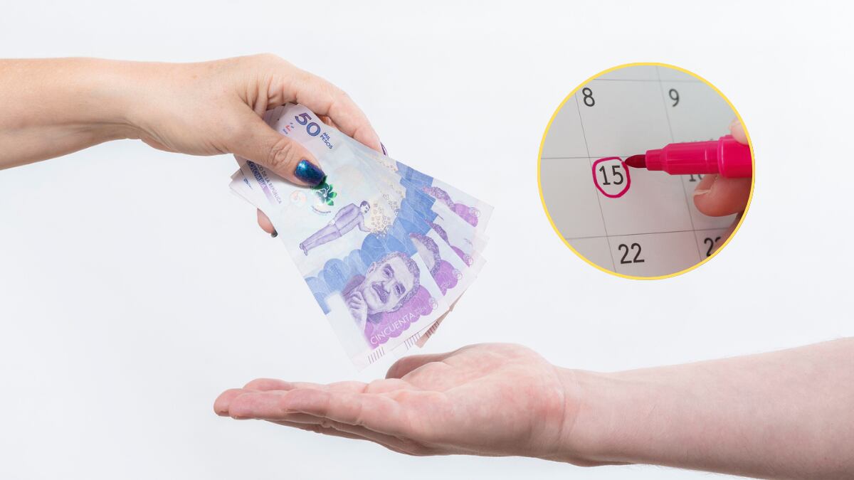 Persona entregando billetes de 50.000 pesos colombianos / Calendario (Getty Images)