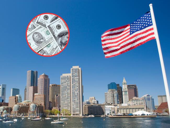 Vista de una ciudad de Estados Unidos y de fondo dólares estadounidenses (Fotos vía Getty Images)