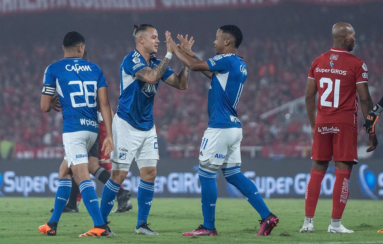 Millonarios celebra el gol ante América en el Pascual Guerrero / Foto: MillonariosFC