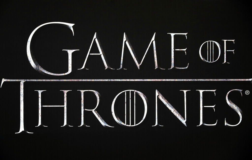 Close up of the Game of Thrones logo at the Game of Thrones Premiere, held at Waterfront Hall, Belfast. (Photo by Liam McBurney/PA Images via Getty Images)