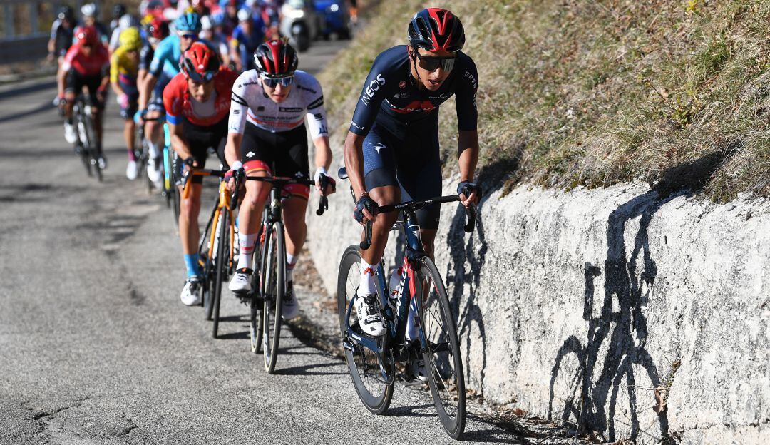 Tadej Pogacar y Egan Bernal durante un duelo en la pasada Tirreno Adriático.