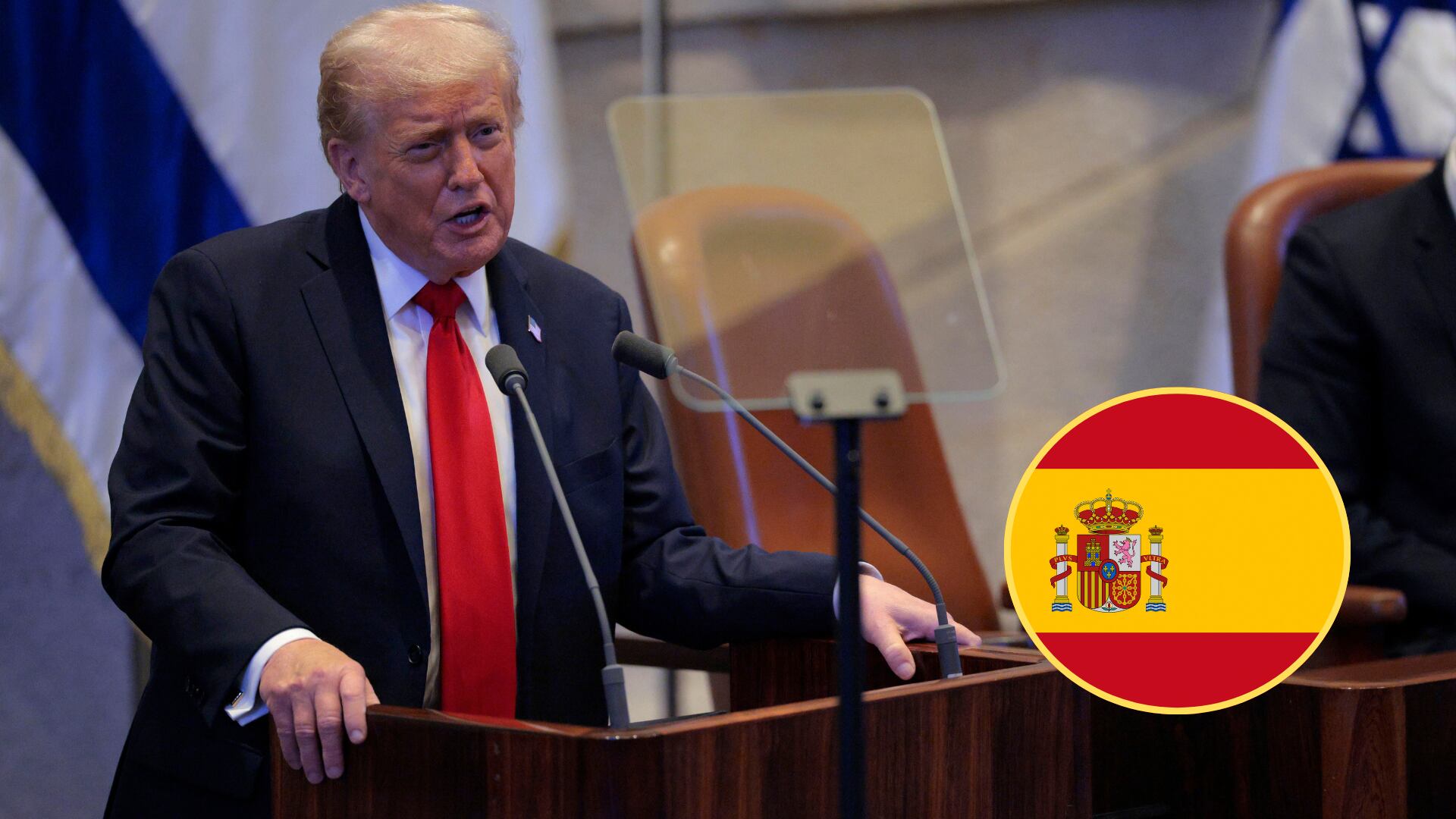Presidente Donald Trump, bandera de España. Foto: Chip Somodevilla/Getty Images/Getty Images