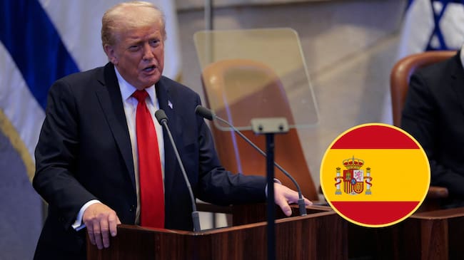 Presidente Donald Trump, bandera de España. Foto: Chip Somodevilla/Getty Images/Getty Images