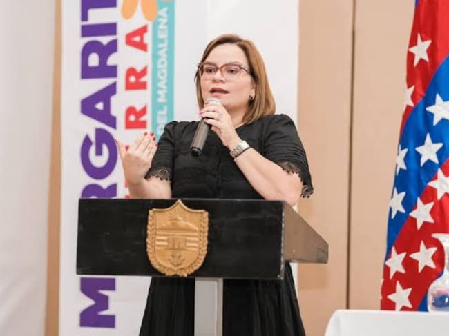 La gobernadora Margarita Guerra denunció amenazas y defendió las decisiones de su administración. Foto: Gobernación del Magdalena.