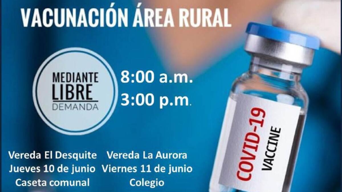 Vacunación anticovid este jueves en zona rural de Manizales