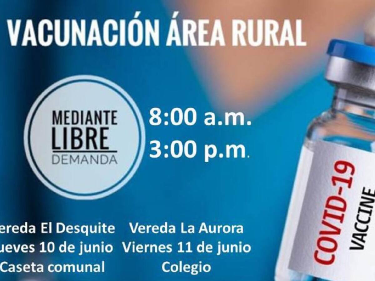 Vacunación anticovid este jueves en zona rural de Manizales