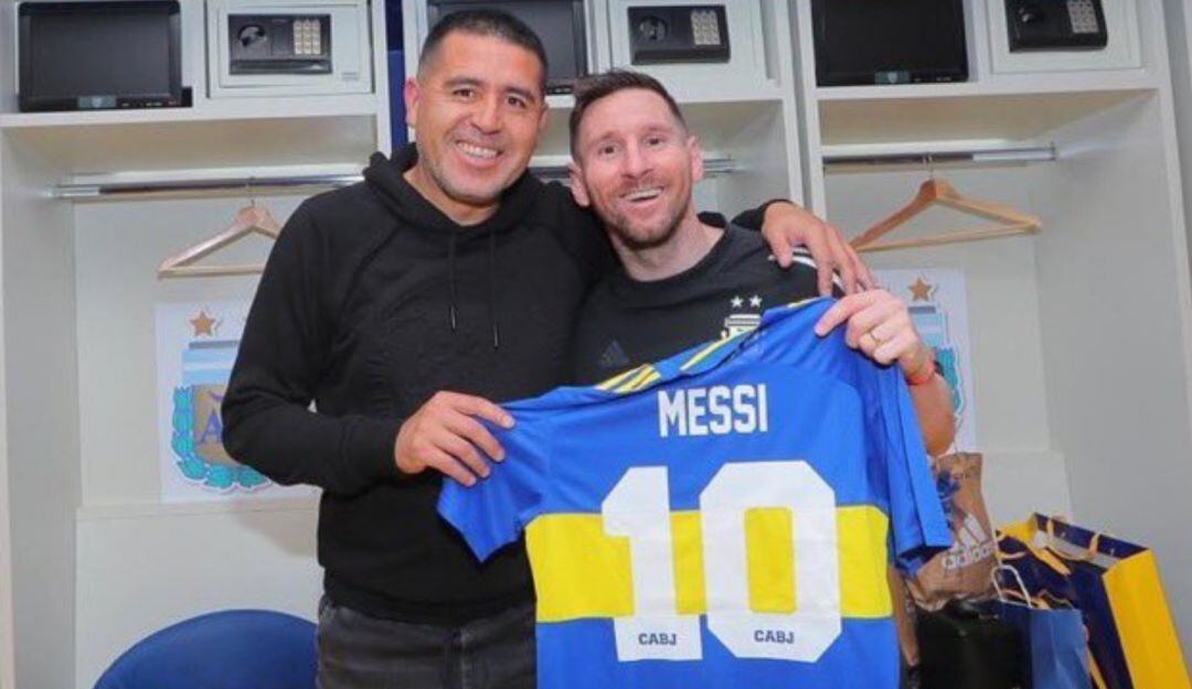 Juan Román Riquelme y Lionel Messi