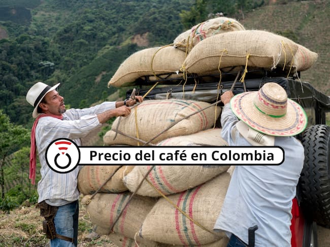 De fondo: Caficultores amarrando sacos de café para transportarlos (Crédito: Getty Images)