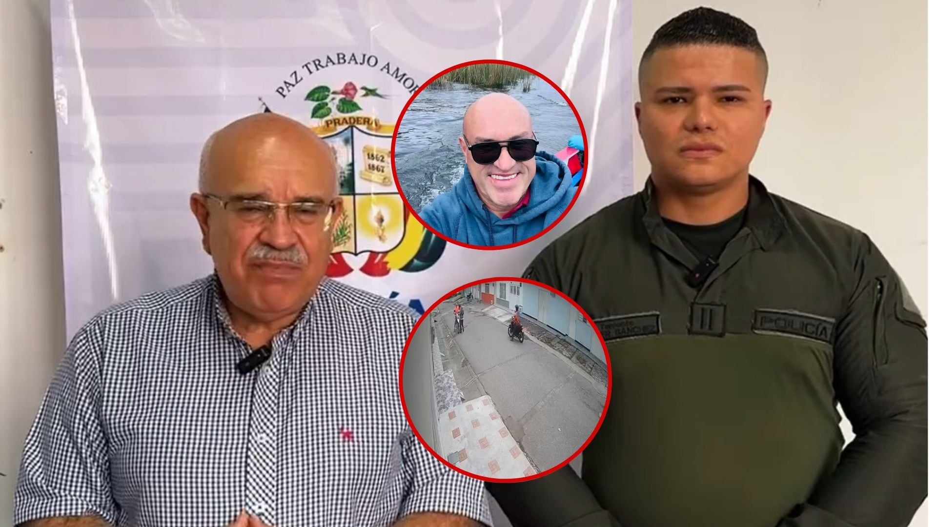 Alcalde de Pradera Francisco Javier Guzmán y el teniente Hanner Arturo Sánchez, comandante de la policía de Pradera