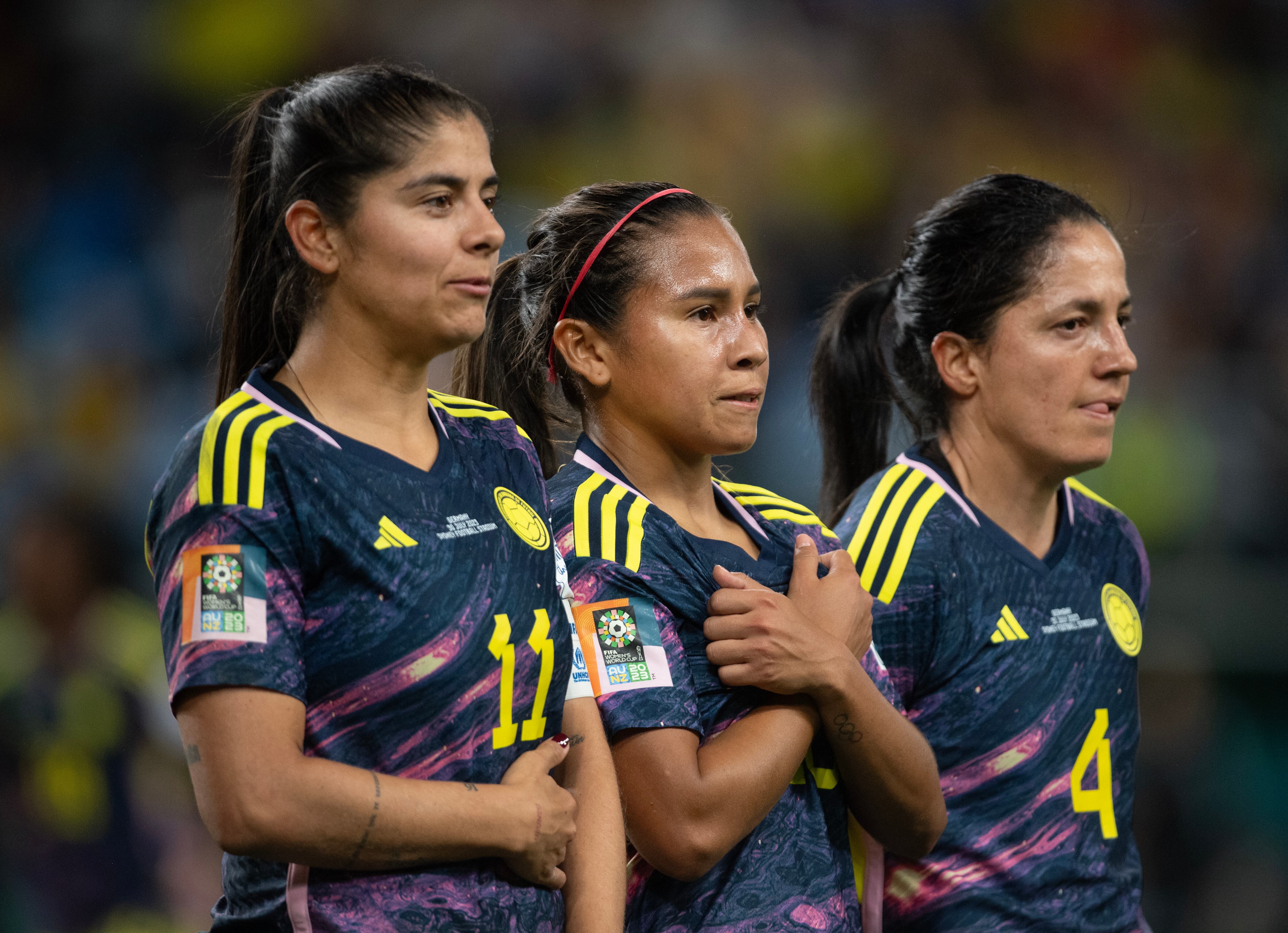 Catalina Usme, Leicy Santos y Diana Ospina en la Selección Colombia. (Photo by Joe Prior/Visionhaus via Getty Images)
