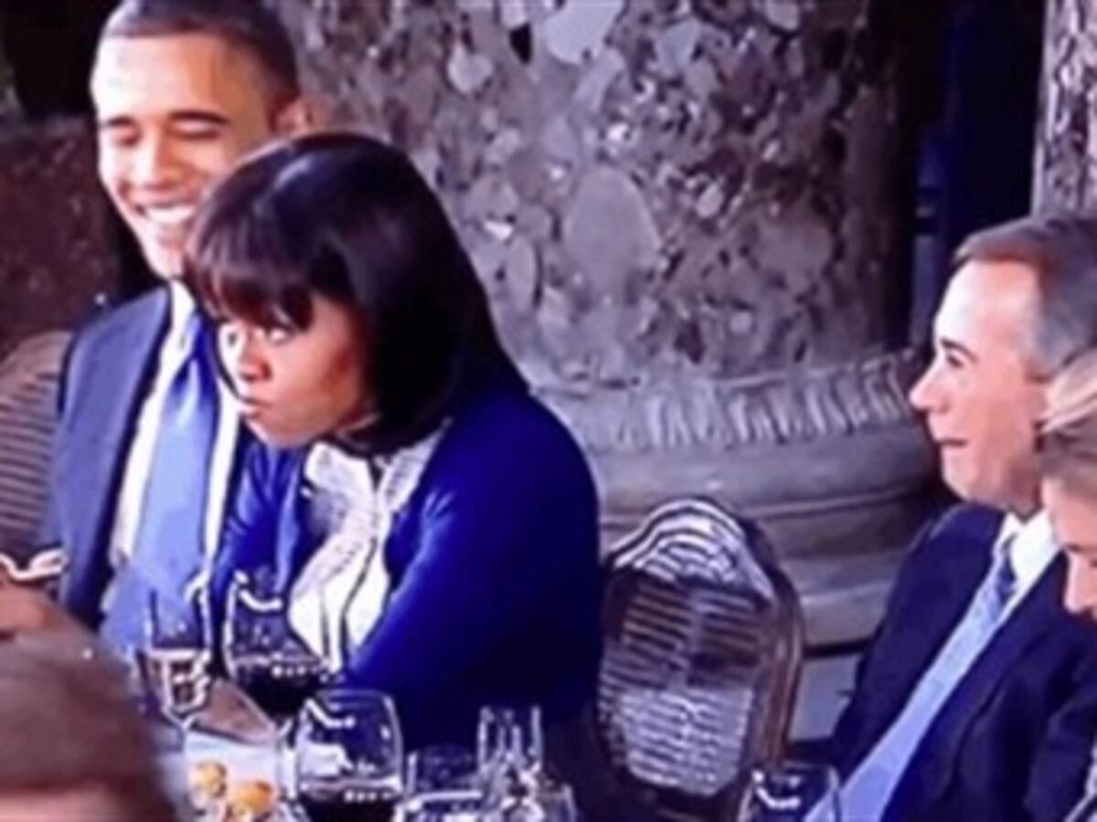 Michelle Obama le hace mala cara al presidente de la Cámara de Representantes