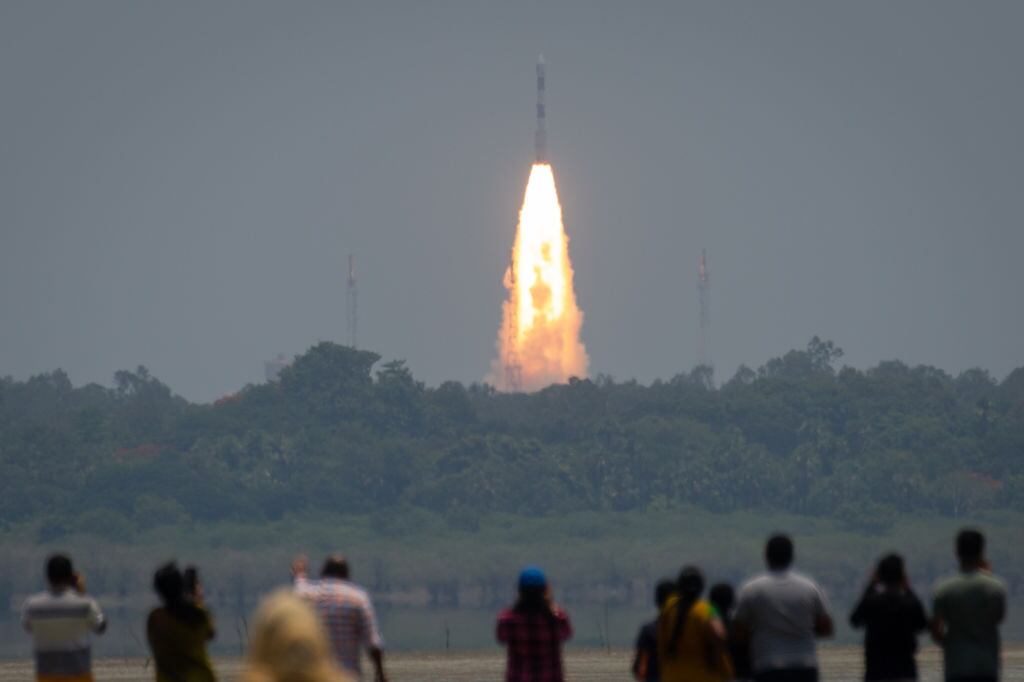 Lanzamiento de la sonda solar Aditya-L1 en India. (Foto: Abhishek Chinnappa/Getty Images)