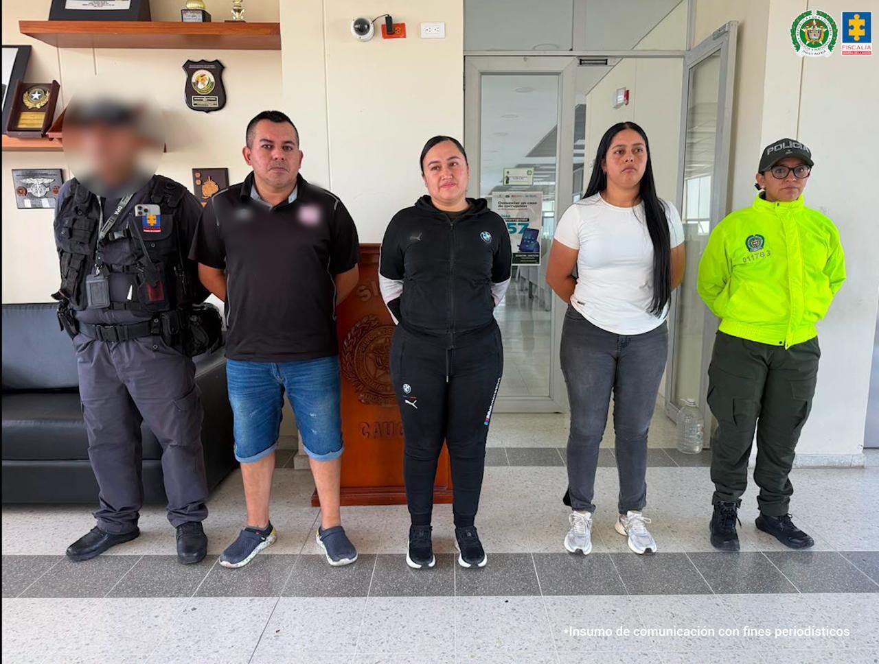 Tres integrantes de la Policía capturados en el Cauca. Crédito:Fiscalía.