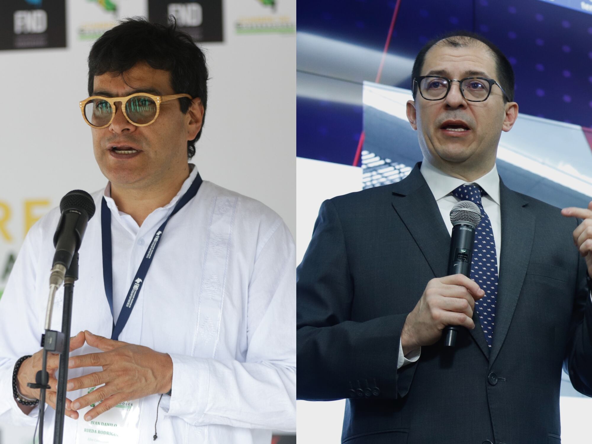 Alto comisionado para la paz, Danilo Rueda y el fiscal general de la Nación, Francisco Barbosa. Fotos: Colprensa.