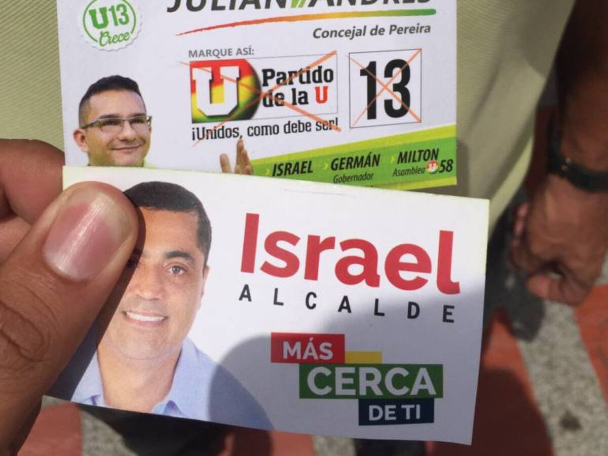 Reparten tarjetas induciendo al voto por el candidato de La U a la Alcaldía de Pereira