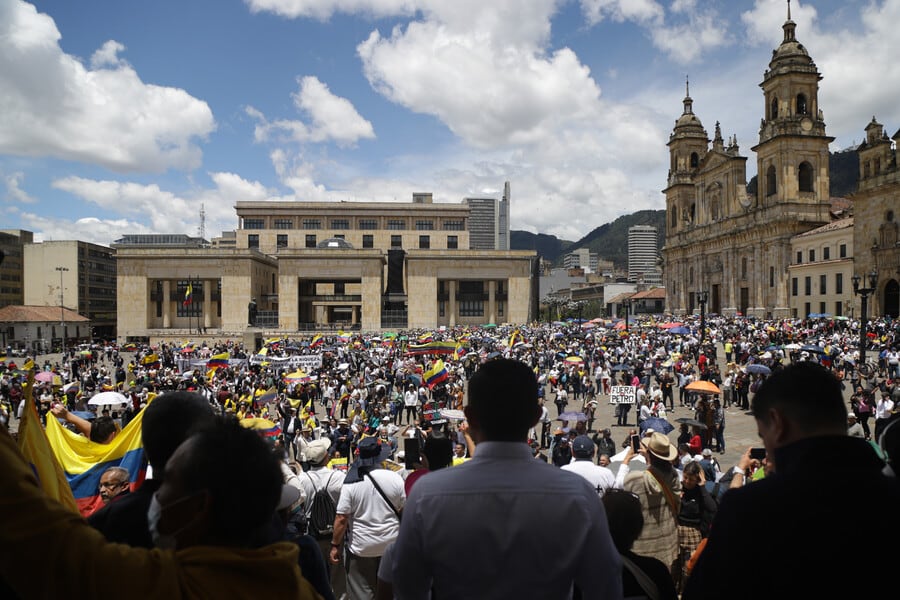 Imagen de referencia de protestas en Bogotá. Foto: Colprensa.