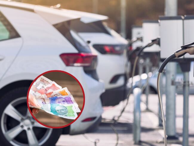 Estaciones de carga para coches // billetes colombianos // Getty Images