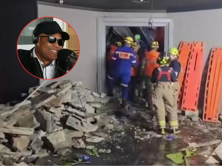 Imagen de referencia al derrumbe y cantante en Caracol Radio/ Getty Images