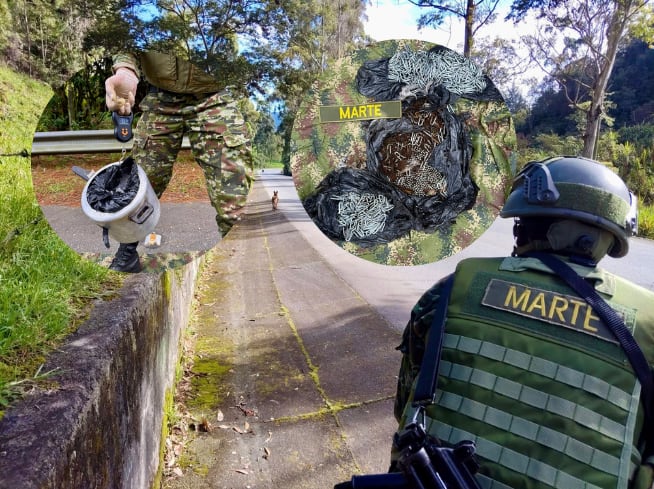 Artefacto desactivado en la vía a la costa Caribe en Yarumal- foto Ejército