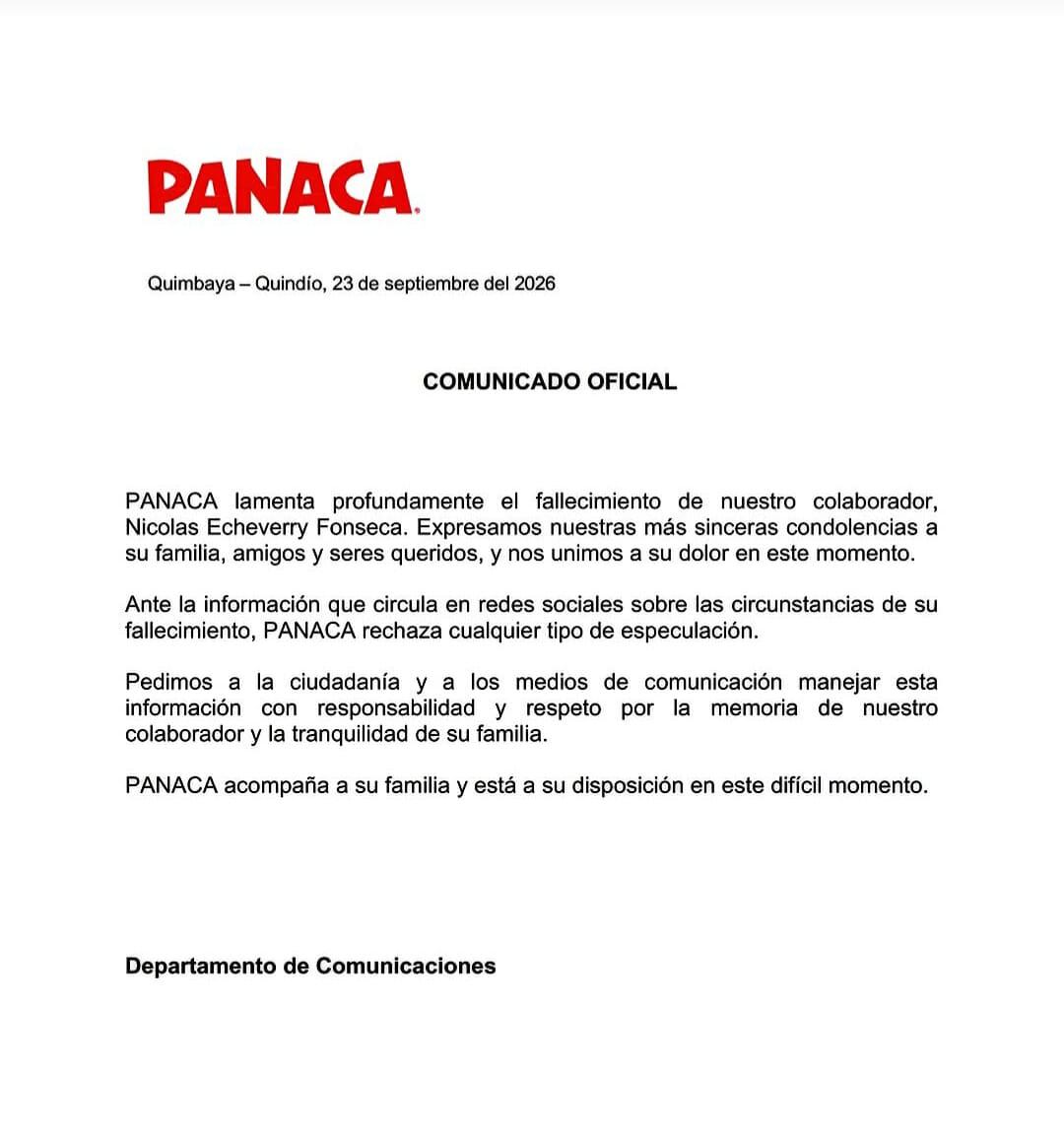 Comunicado Panaca, muerte trabajador. Foto: Cortesíac omunicaciones Panaca