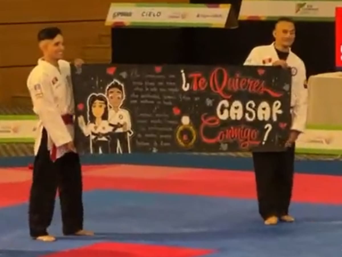 VIDEO: Los Juegos Nacionales iniciaron con linda propuesta de matrimonio en el Hapkido